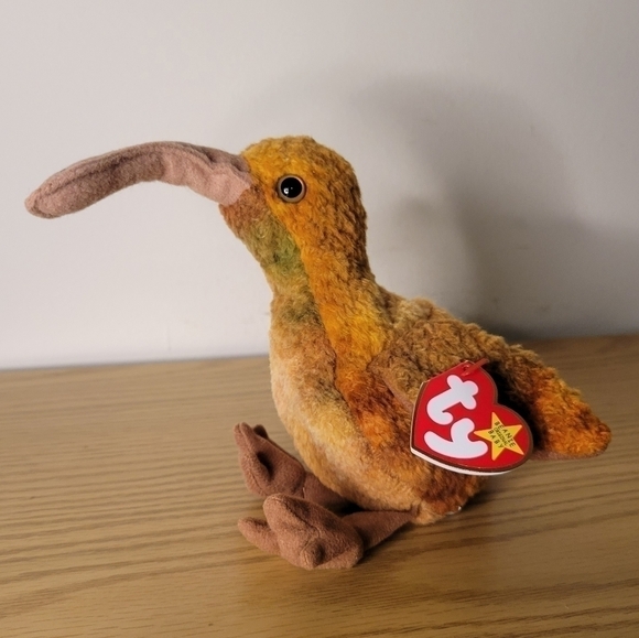 TY "Beak" the Kiwi Bird Retired Beanie Baby Vintage Plush - MINT NEW WITH TAGS - Picture 1 of 13